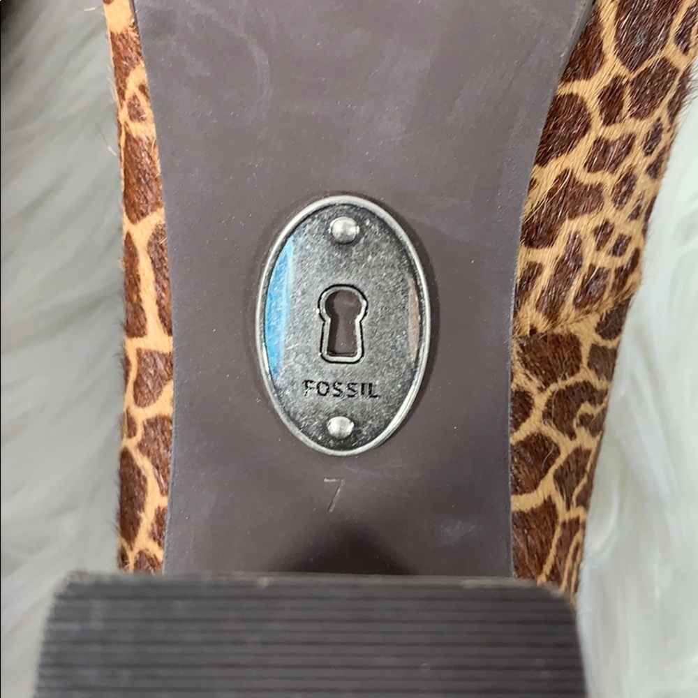 🎉Fossil Maddox Giraffe print Pony Hair block heel - Picture 7 of 8